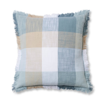 Portside Blue Check Cushion