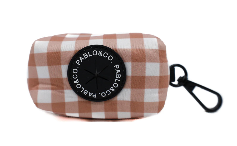 Chocolate Gingham Poo Bag Holder