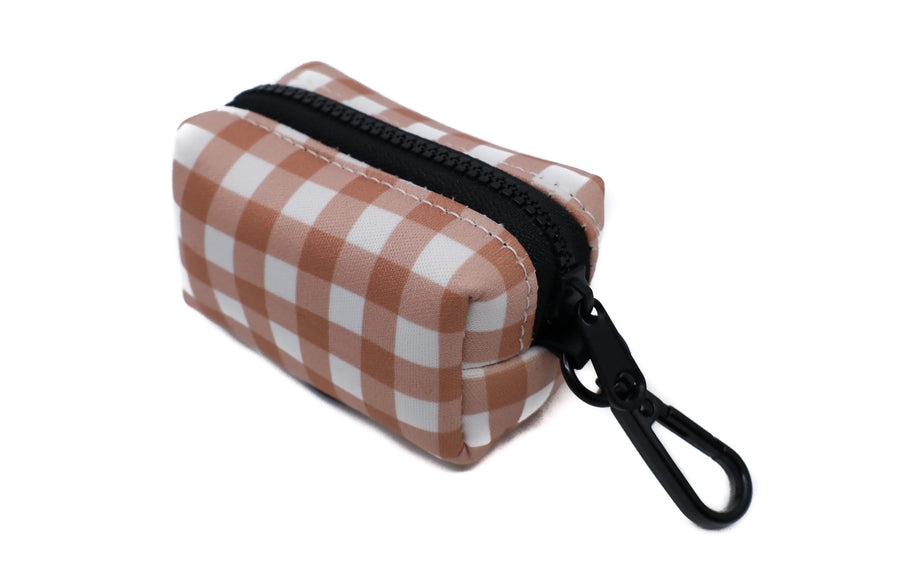 Chocolate Gingham Poo Bag Holder