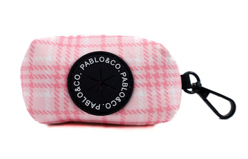 Pink Houndstooth Poo Bag Holder