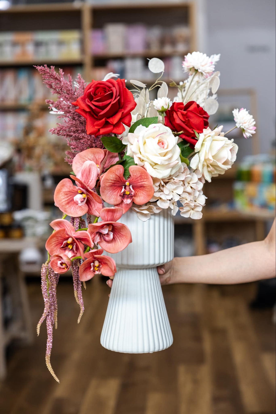 Faux Grand Arrangement Red