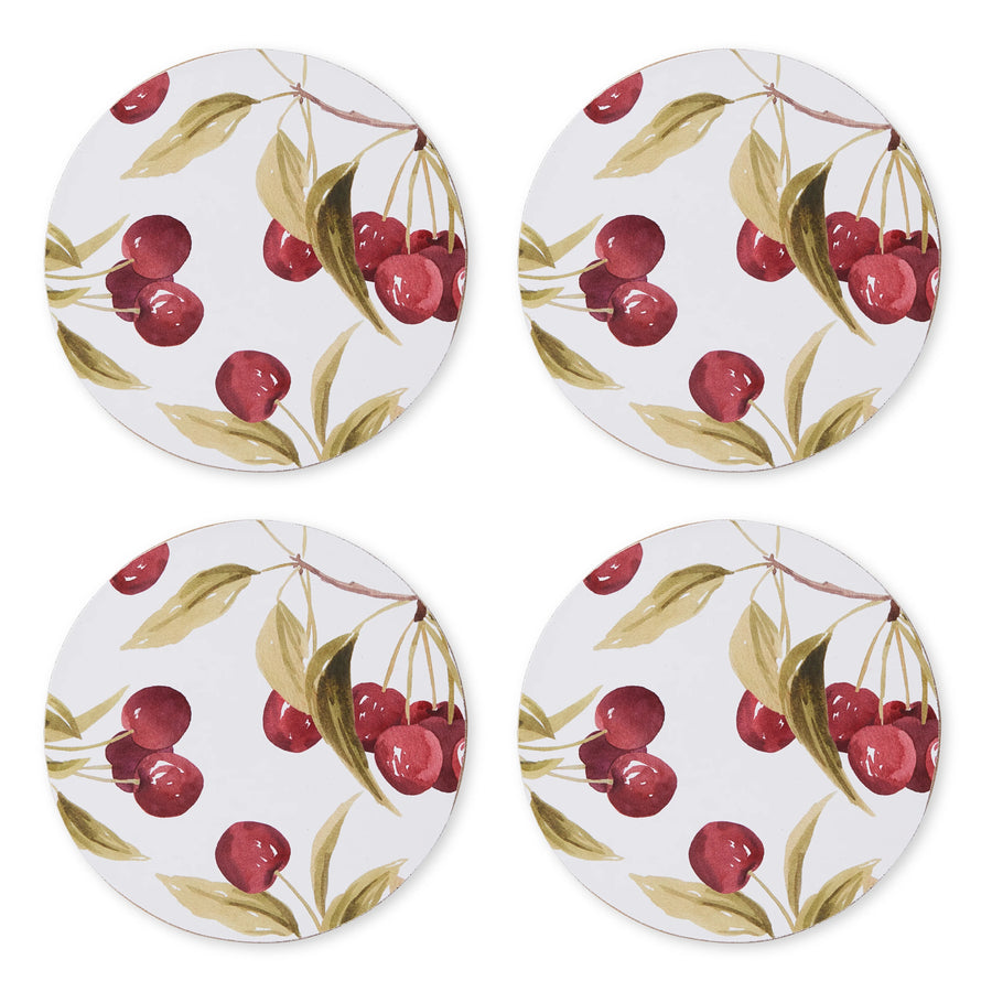 Cherry Round Coaster Set 4